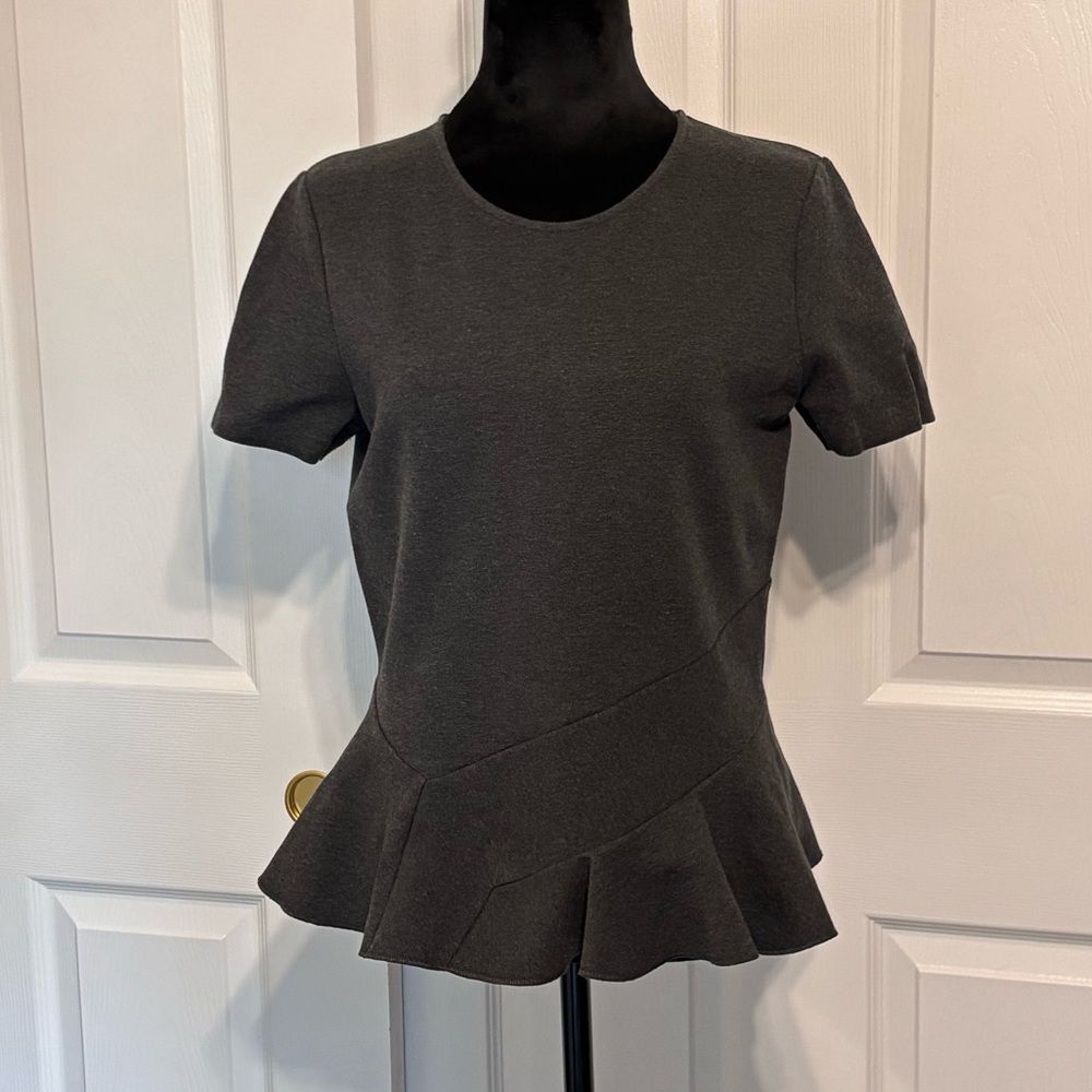 J. Crew Women’s Charcoal Gray Grey Short Sleeve Career Peplum Top Shirt Size S